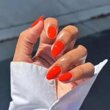 Bright red nails