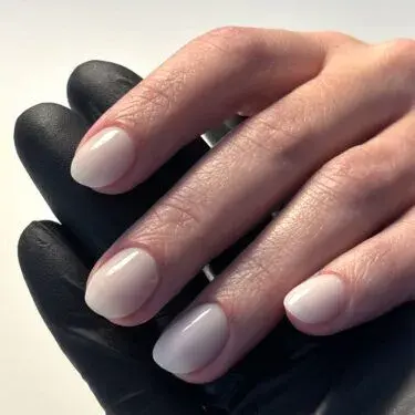 short round milky nails