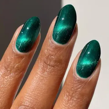 Shimmery green nails