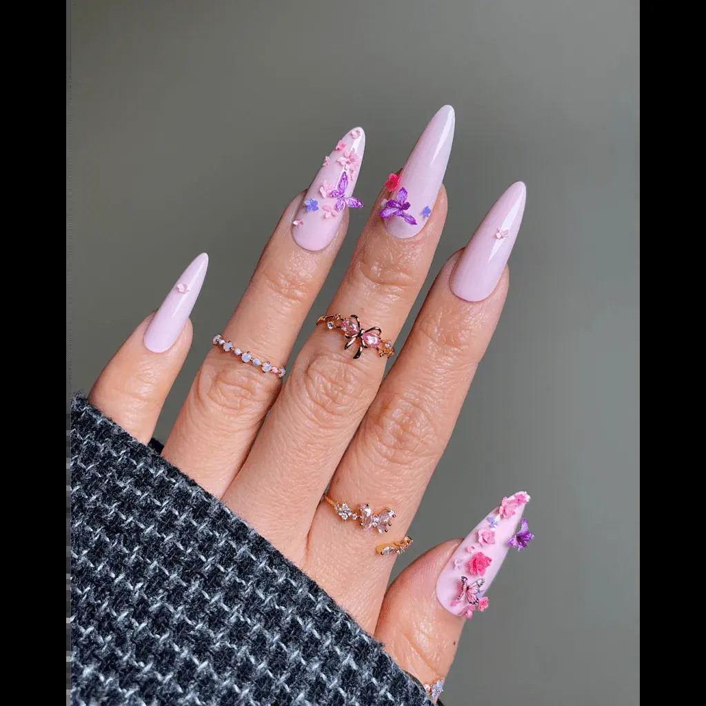 butterfly almondnetto nails