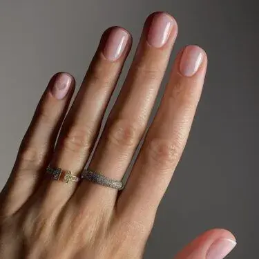 milky pink nails with heart