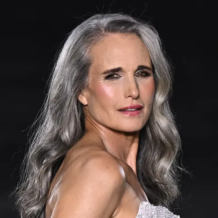 Andie MacDowell with a bouncy blowout