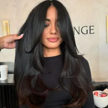 long layers with dark hair