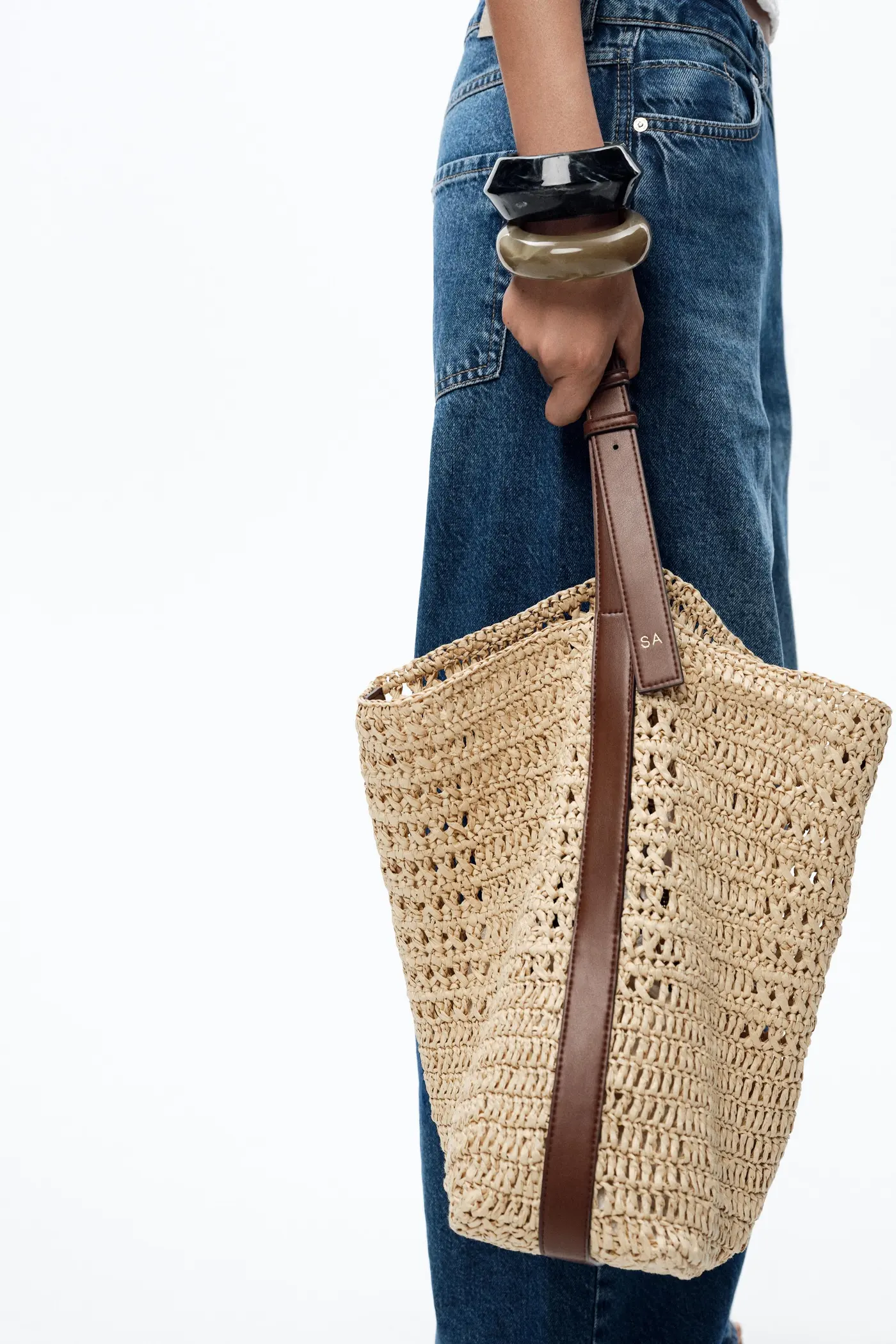 Raffia Effect Bucket Bag