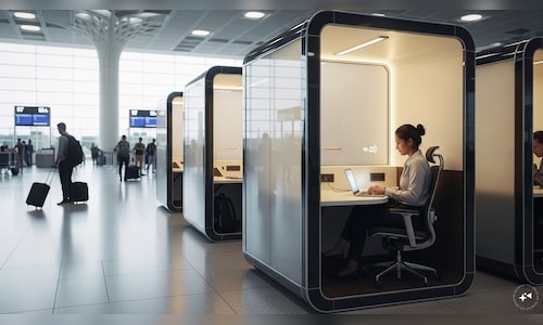 Personal workspace pods launched for travelers at Hyderabad airport.