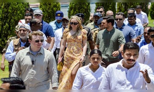 Tiffany Trump visits Sonar Fort in Jaisalmer following her tours of the Taj Mahal and Akshardham.