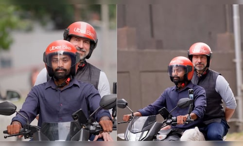 Uber's CEO Dara Khosrowshahi takes an Uber bike in India, advocates for 25 rupee fares and the integration of Delhi Metro through ONDC.