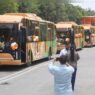 CM Yogi Adityanath launches 45 electric buses to enhance access to Jewar airport.